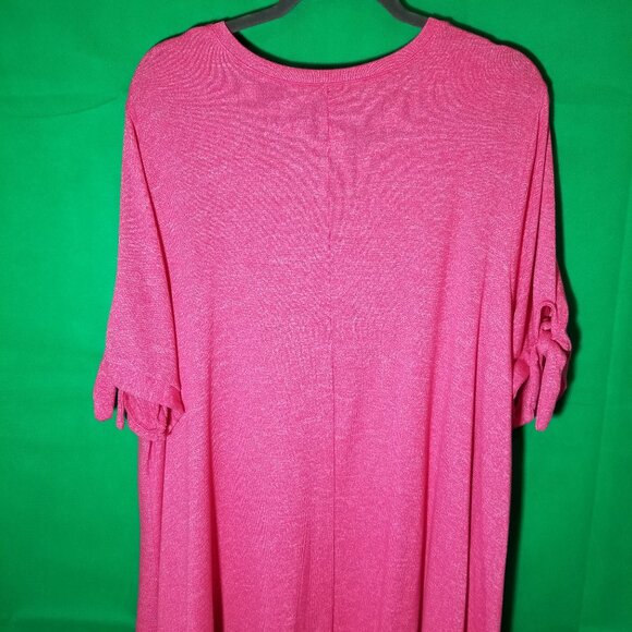 Lane Bryant V Neck Women Plus 22/24 Pink Casual Tie Knot Sleeves Comfy Softy - Picture 3 of 8